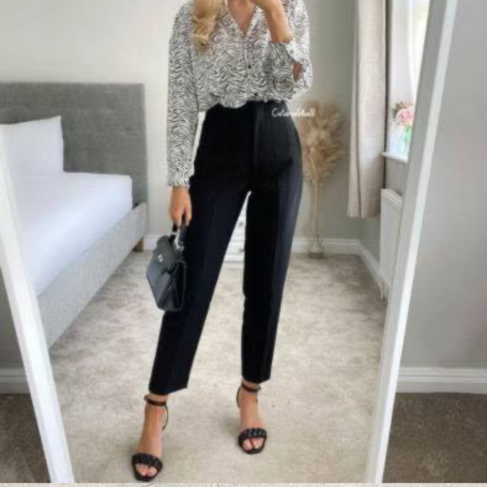 Zara High Waist Black Trouser Classic Skinny Pants
